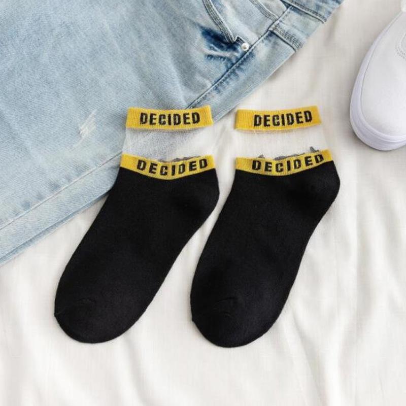 Letter card silk cotton socks