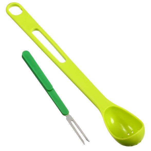 Canned spoons Creative kitchen 2-in-1 long handle colander Fruit fork set