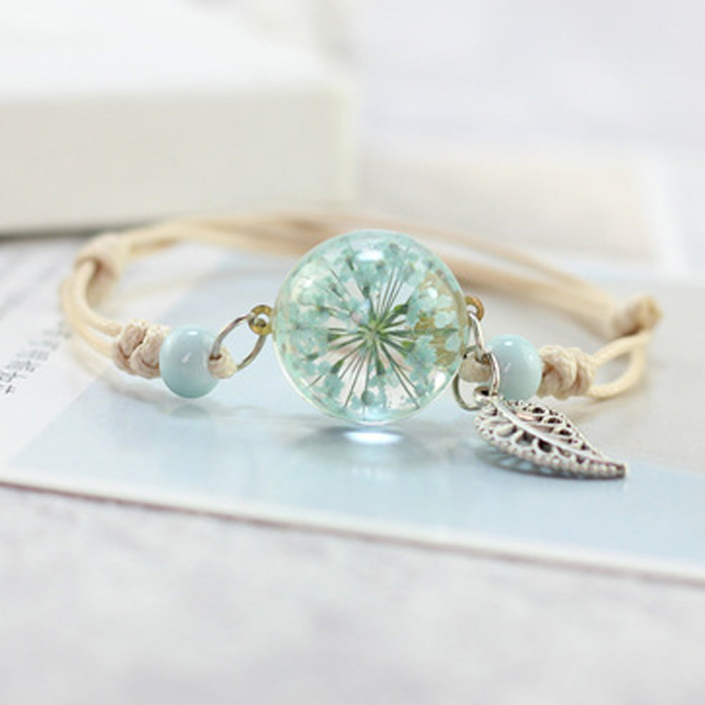 Pulsera Bola De Cristal Flor Seca