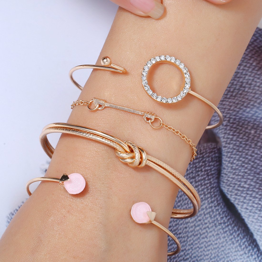 círculo diamante flecha pulsera