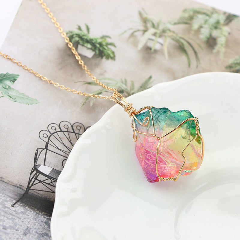 Collar De Cristal De Cuarzo Arcoiris