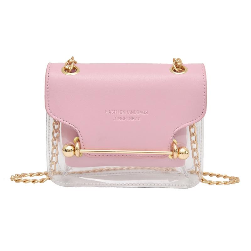 2020 Women Fashion Brand Design Small Square Shoulder Bag Clear Transparent PU Composite Messenger Bags New Female Handbags
