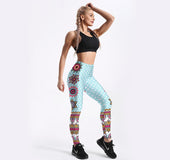 Star Mandala Turquoise Yoga/Workout Leggings