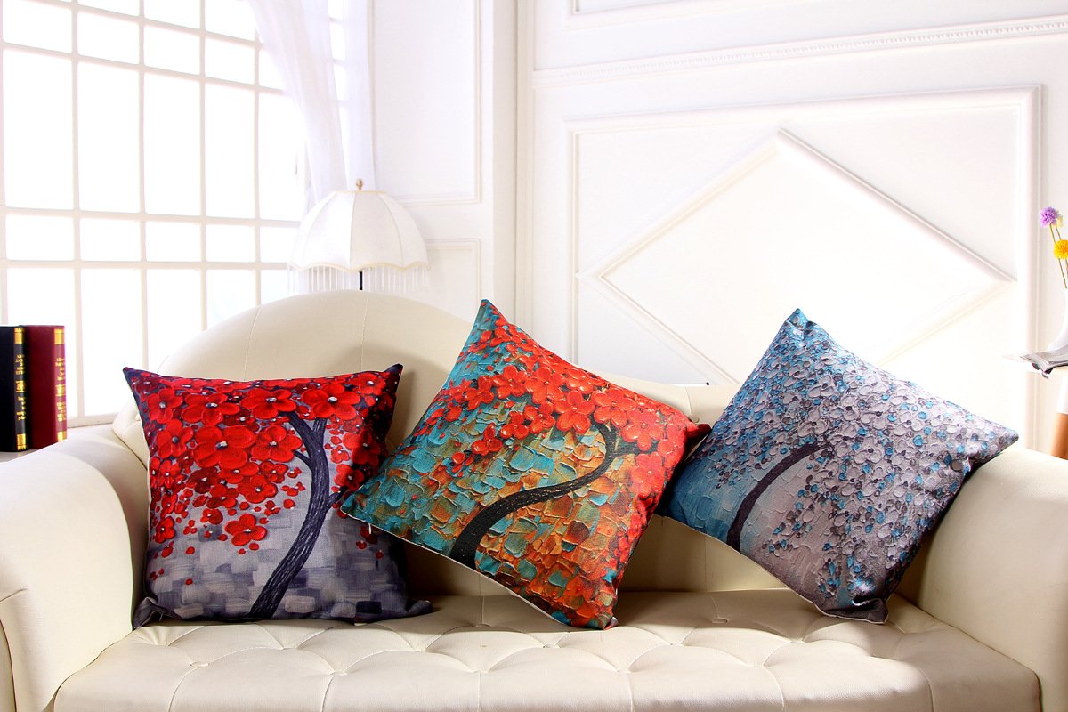 Oil painting cotton and linen pillowcase