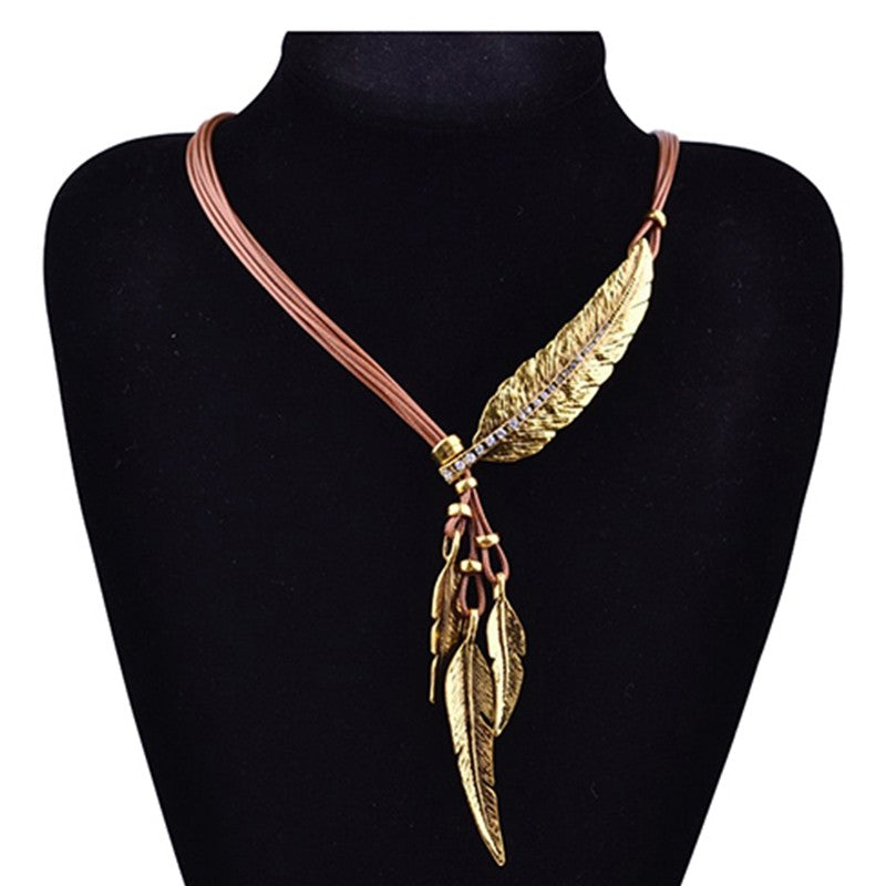 Collar Hoja De Plumas