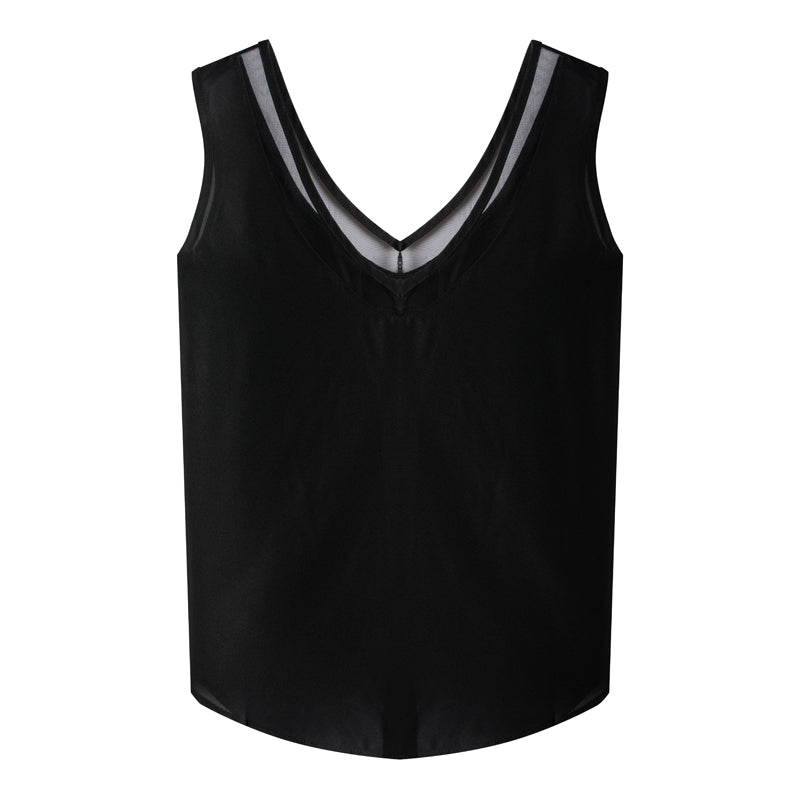 Cuello En V Costura de Malla Talla EUA