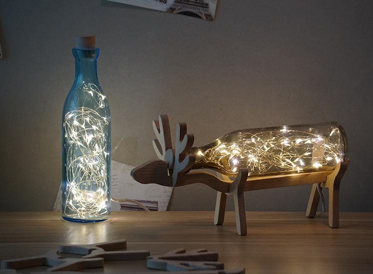 Romantic LED Small Night Light Creative Original Wooden Glass Table Lamp Christmas Birthday Gift Bedroom Lamp