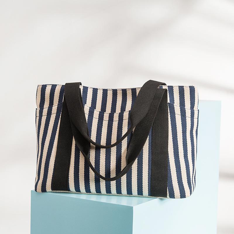Striped canvas bag