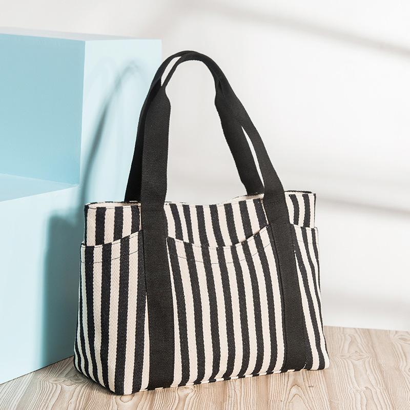 Striped canvas bag