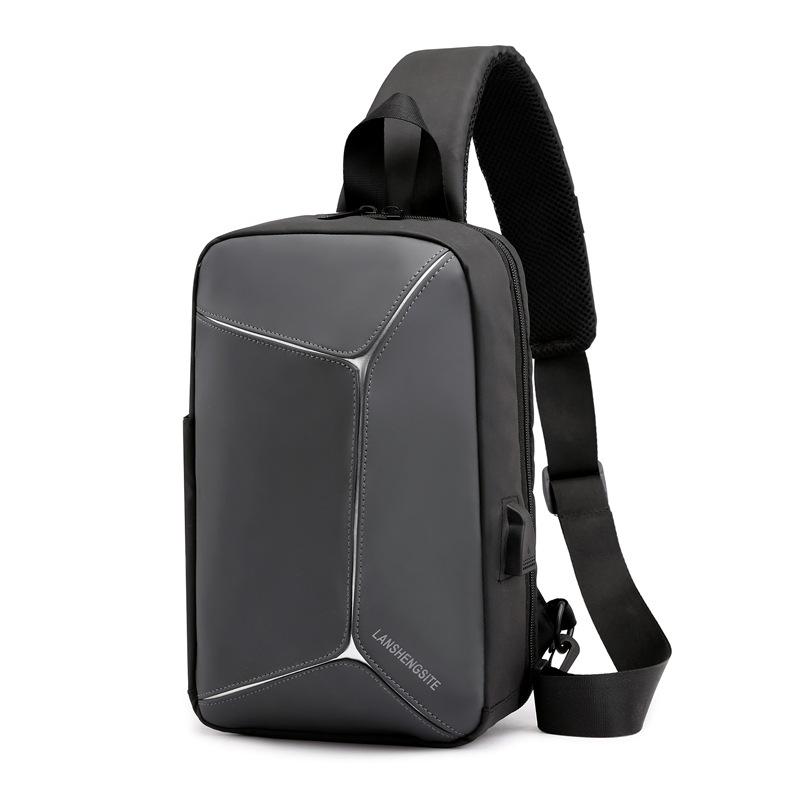 Men's shoulder bag PU leather chest bag men's Messenger bag multi-function outdoor sports backpack
