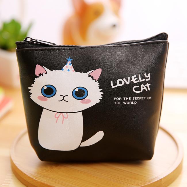 Korean stationery creative cute cartoon small meow PU material zero wallet receiving key bag