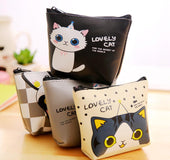 Korean stationery creative cute cartoon small meow PU material zero wallet receiving key bag