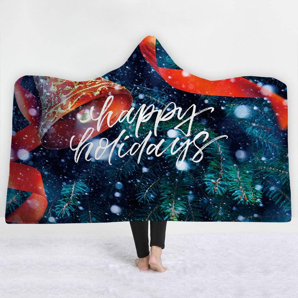 Christmas theme Hooded Blanket for Adult Sherpa Fleece Wearable Throw Blanket Microfiber Galaxy Bedding
