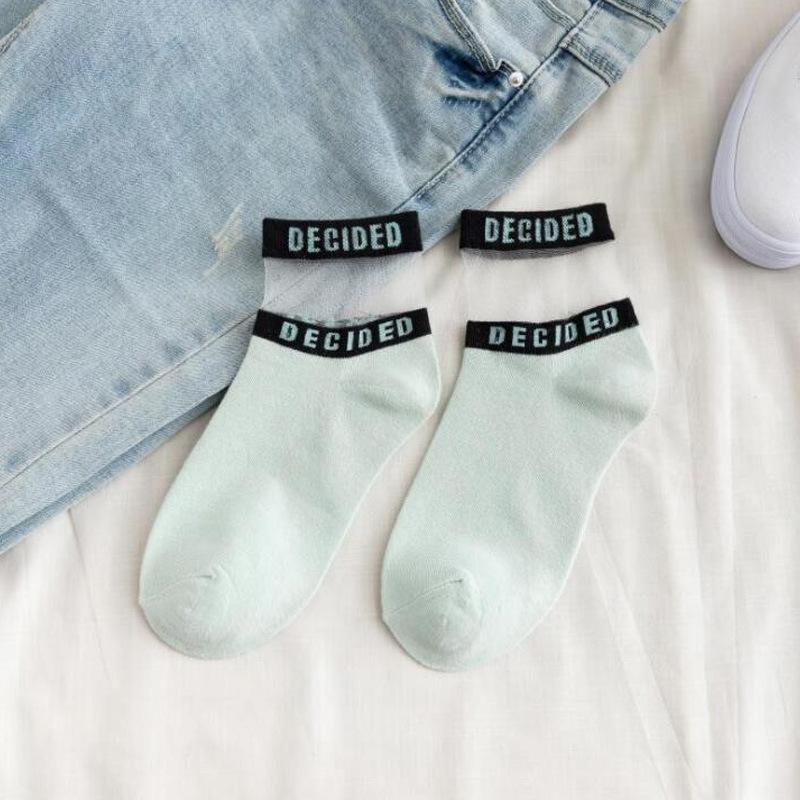 Letter card silk cotton socks