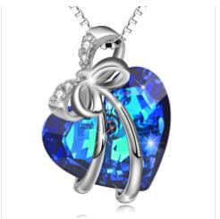 Corazón Zafiro Collar De Plata