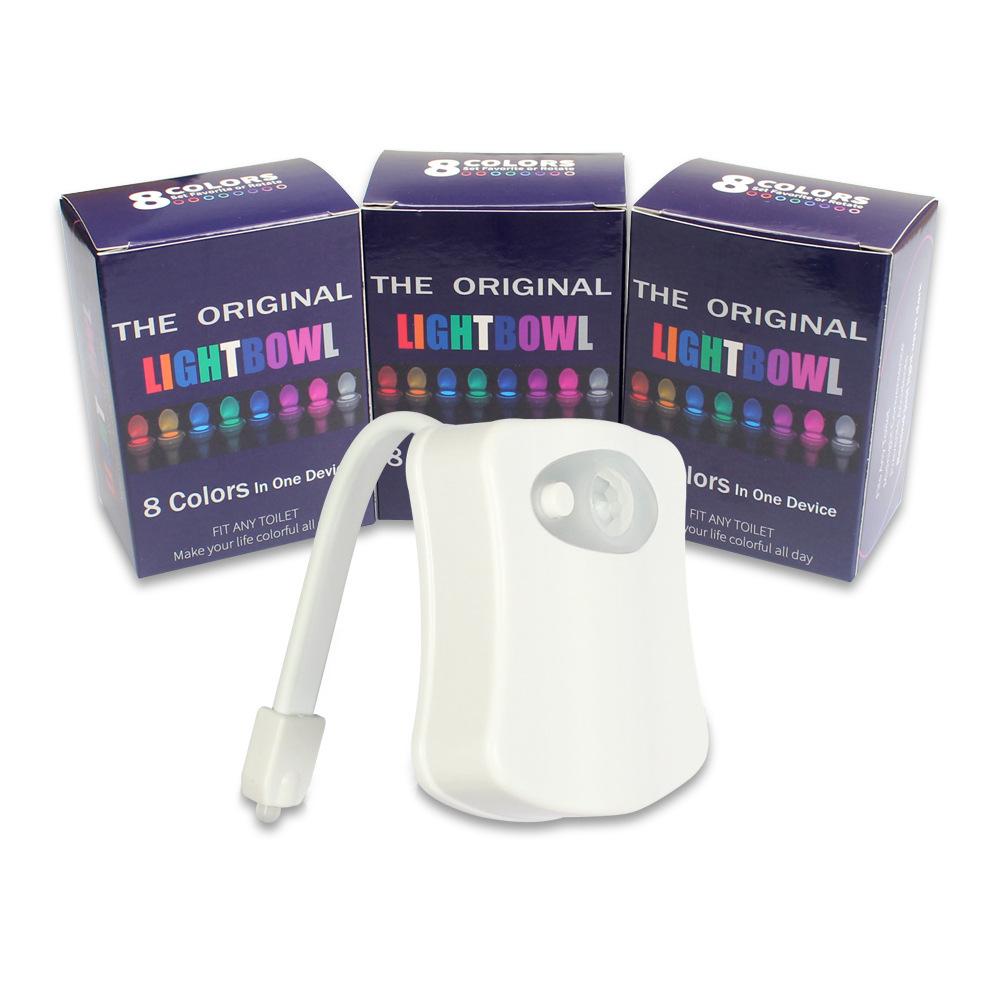 The new 8 color toilet lamp hanging human toilet cover light induction of creative gifts selling LED Nightlight