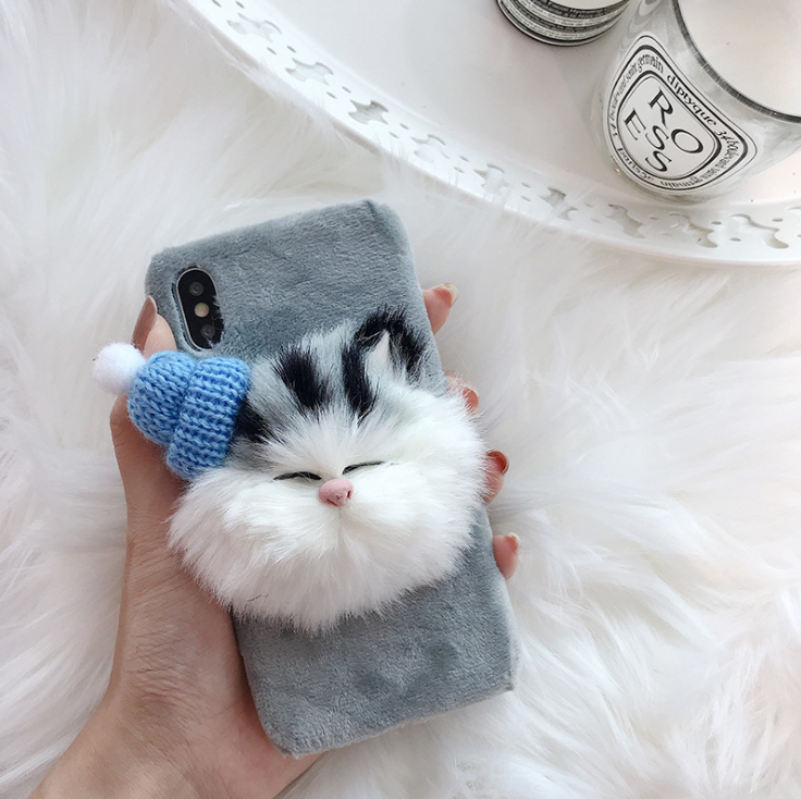 3D animal TPU+Fur  | IPhone