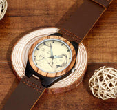 Wooden Photo Watch Brown Leather Strap