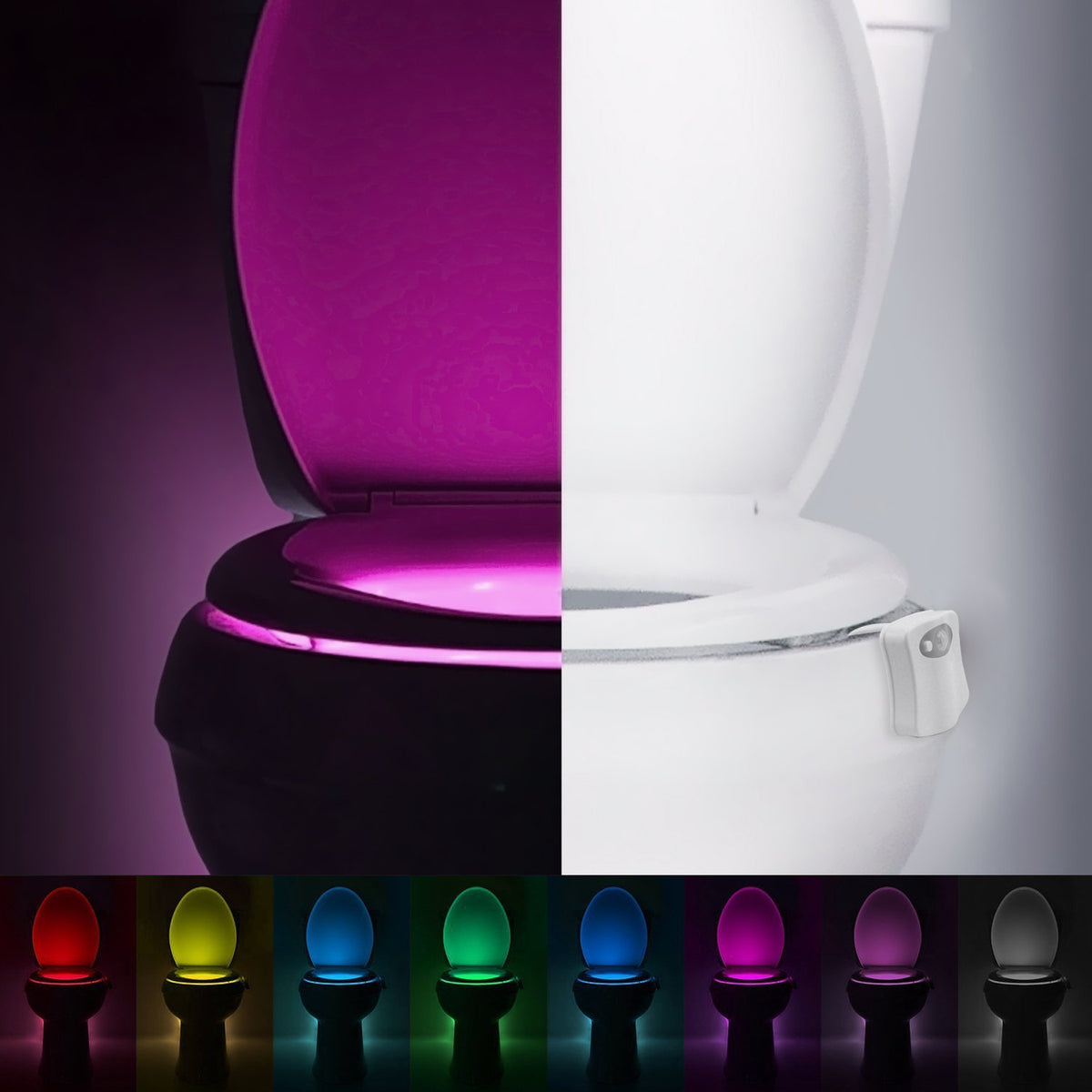 The new 8 color toilet lamp hanging human toilet cover light induction of creative gifts selling LED Nightlight