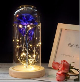 Smuxi LED Rose Wishing Bottle Festival Light Warm White Light Black/Beige Base Rose Flower Bottle Night Light Gift