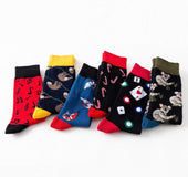 Geometric stockings, contrast color men's cotton socks