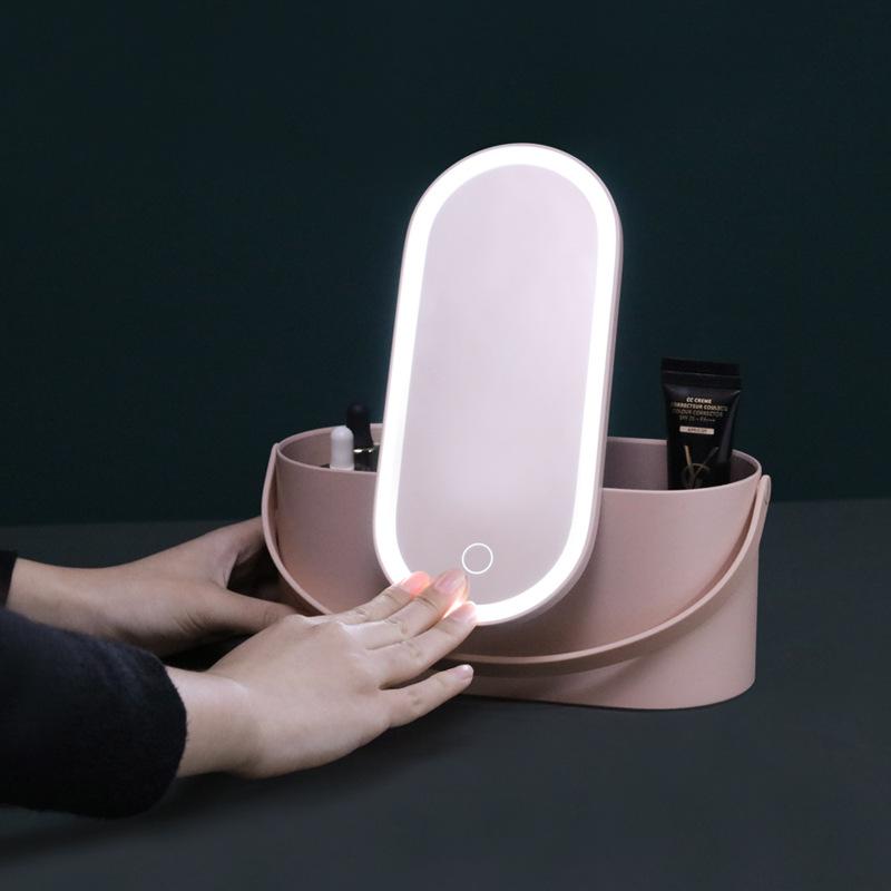 Led table contains cosmetic mirror