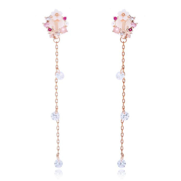 Flower shell fringed circle rhinestone