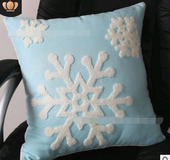 Cotton Embroidered Flower Snowflake Christmas Series Pillow Cushion Cover