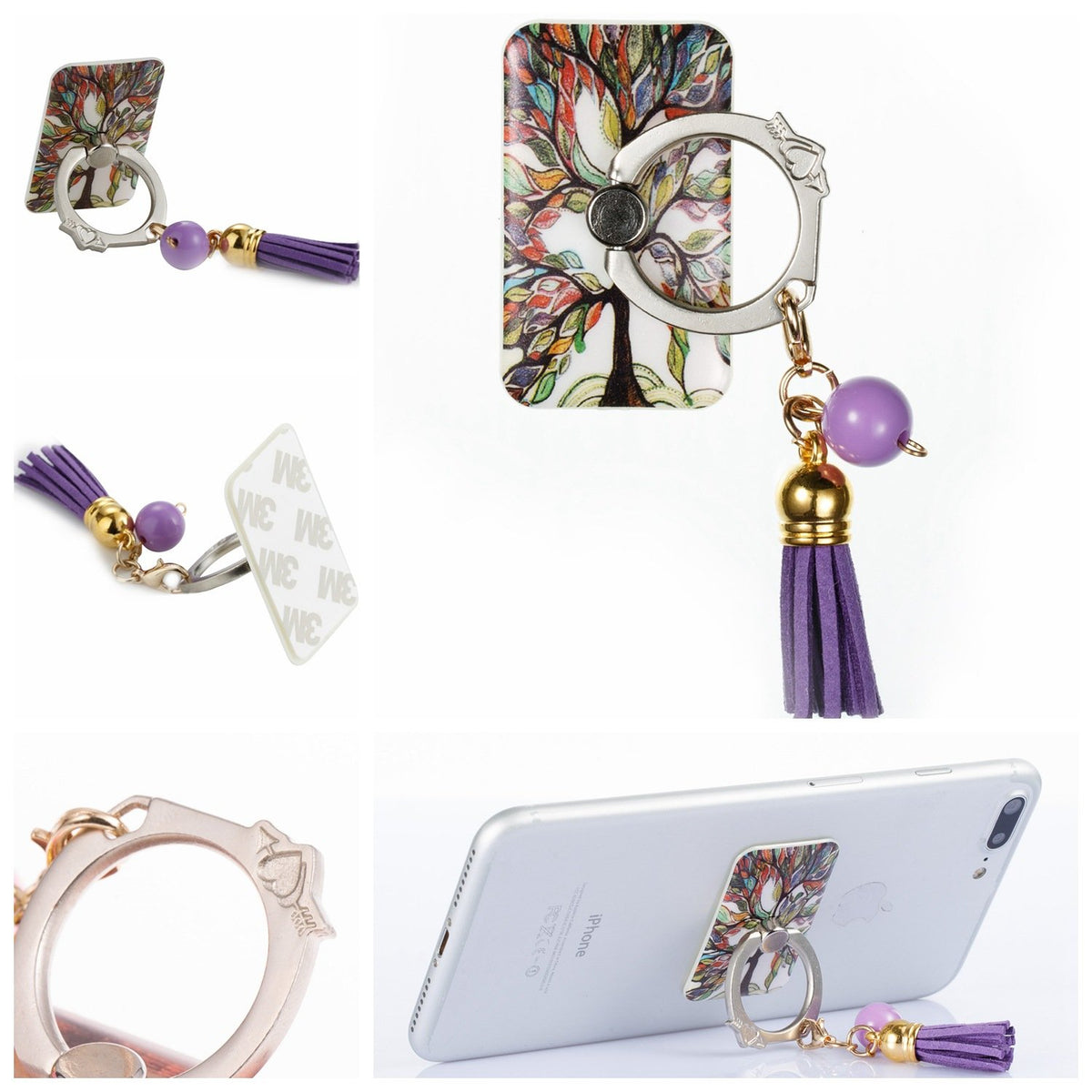 Paste creative lazy tassels metal painted finger ring bracket mobile phone