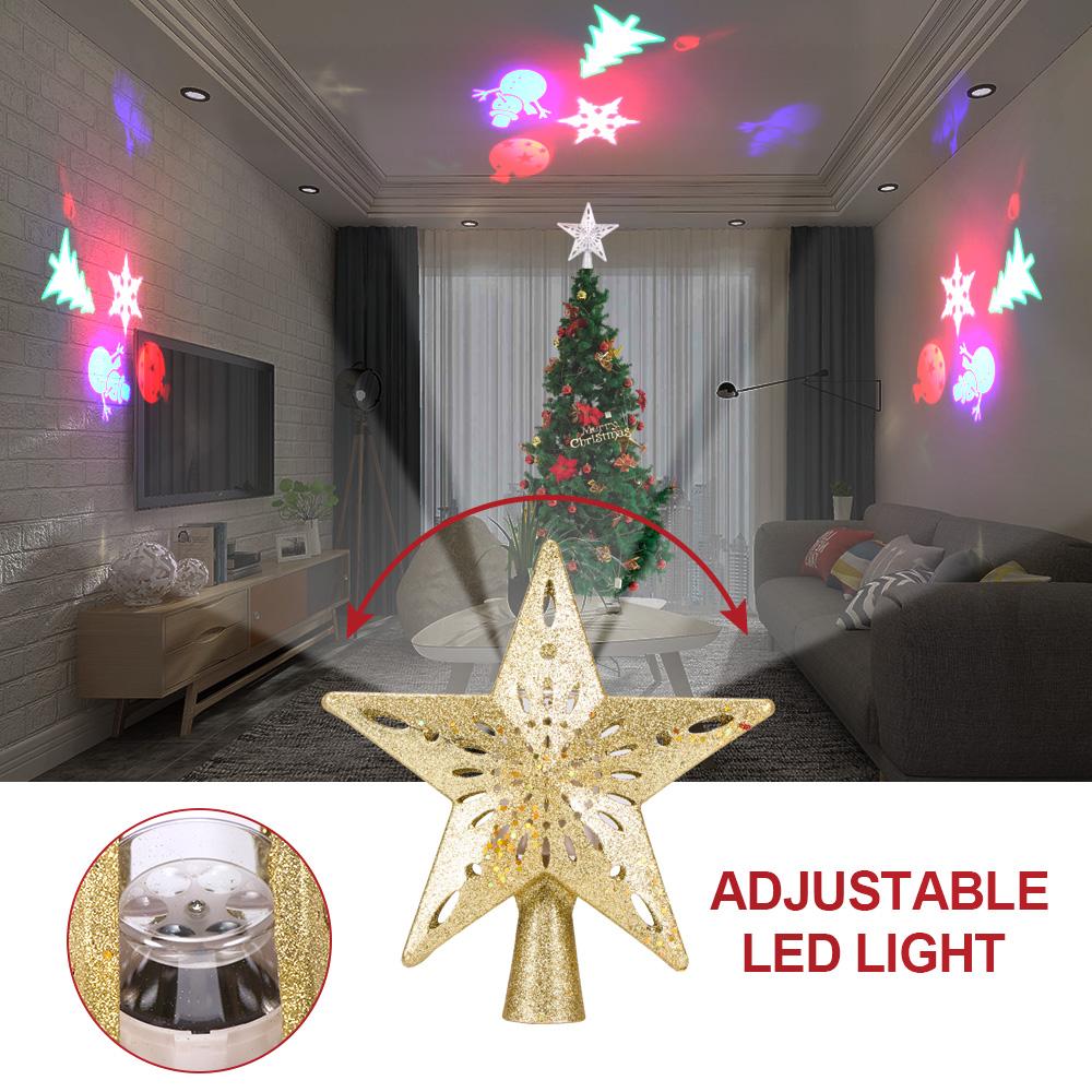 LED Christmas Tree Top Rotating Snowflake Projector