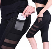 helisopus women in quick drying high waist pants pocket, elastic mesh sports leisure fitness that hot pants leggings