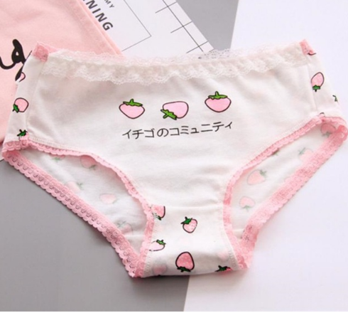 Cute Strawberry Panties Mid-Waist