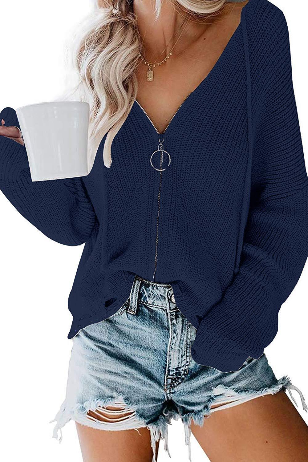 Zip loose sweater