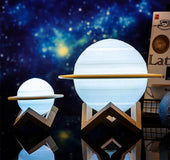 2020 NEW Dropship Rechargeable 3D Print Saturn Lamp Like Moon Lamp Night Light For Moon light with 2Colors 16Colors Remote Gifts