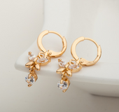 Earrings butterfly gold crystal women