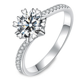 Simulation diamond elegant beautiful snowflake heart ring
