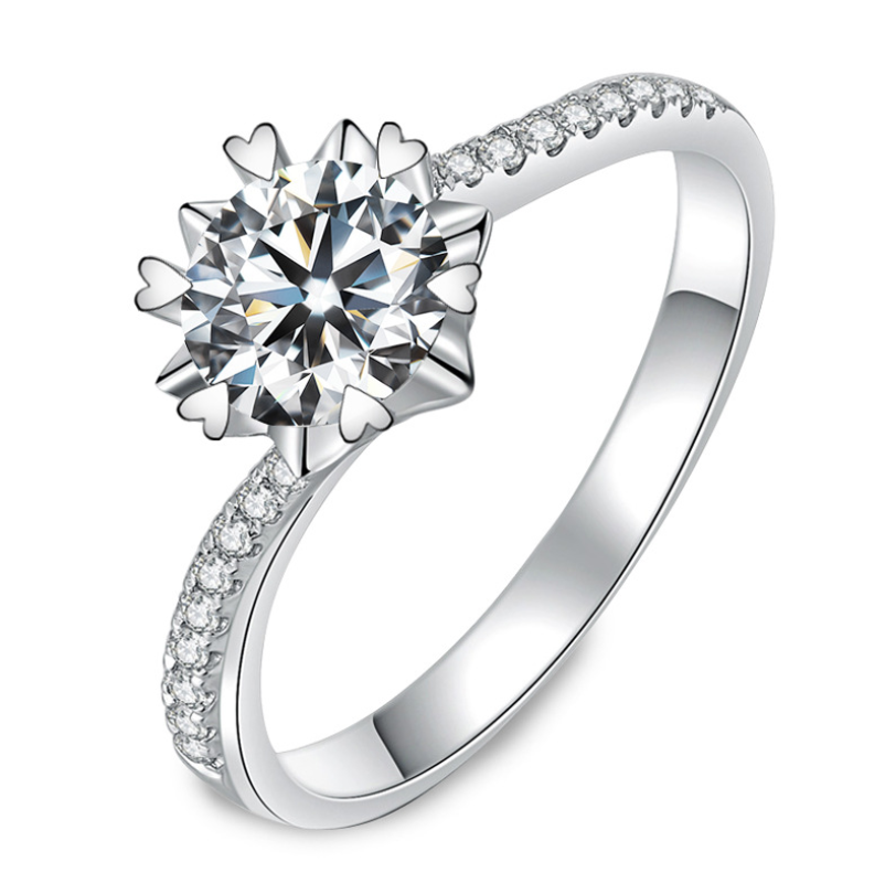 Simulation diamond elegant beautiful snowflake heart ring