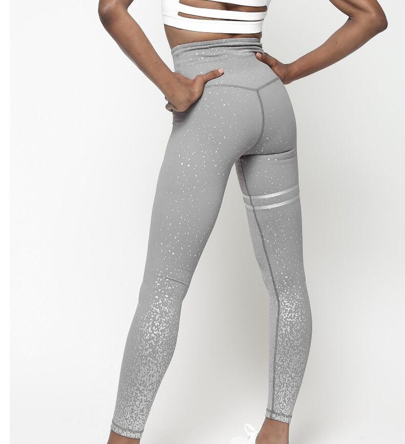 Hot stamping yoga pants high waist stretch fitness hips slim leggings