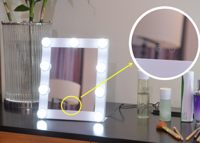 Square light bulb makeup mirror