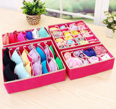 Factory sales rose red underwear storage box, four pieces of socks collection box, fabric bra storage and sorting box