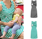 Striped dress breastfeeding skirt