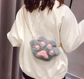 Plush bear paw cat claw shoulder messenger bag