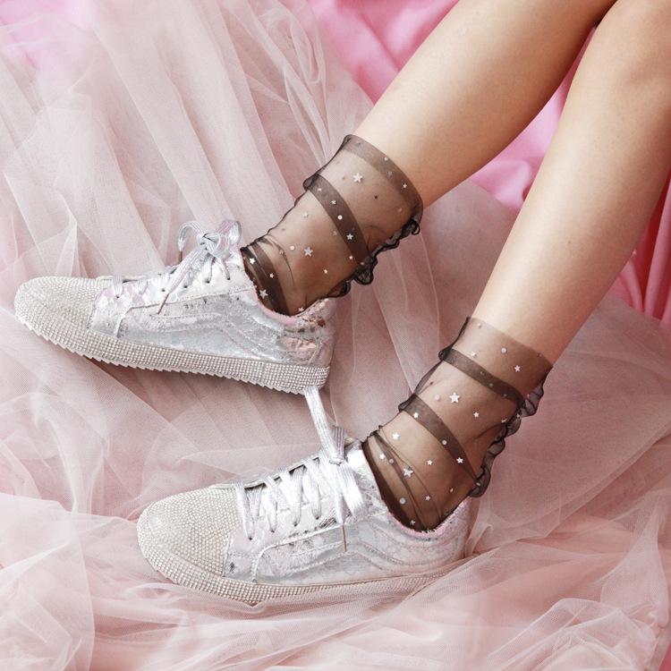 Star socks thin transparent socks