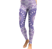 Light Purple and White Mandala Flower Yoga/Workout Leggings