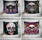 Skull Halloween digital print tapestry hung tablecloth beach towel
