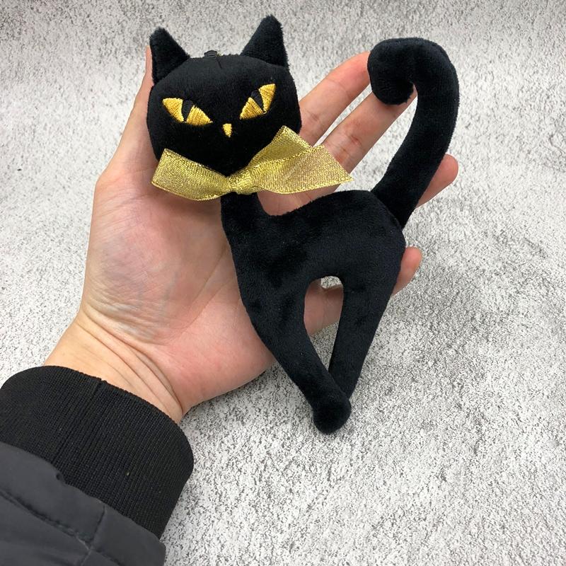 Golden bow gray cat black cat cat plush doll car key ring rex rabbit hair ball bag pendant