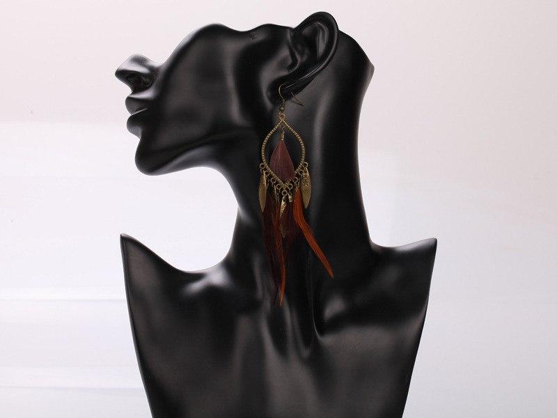 Feather long earrings personality