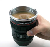 Transhome Creative Self Stirring Mug Camera Lens Mugs 300ml Battery Style Stainless Steel Milk Coffee Cups For Sporting Travel