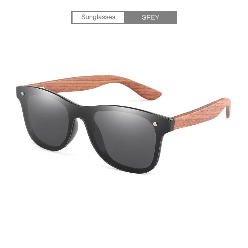 Bamboo Wood Leg Square Sunglasses
