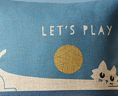 Cartooncotton and linen pillow sofa office cushion linen pillow IKEA literary cute pillowcase without core